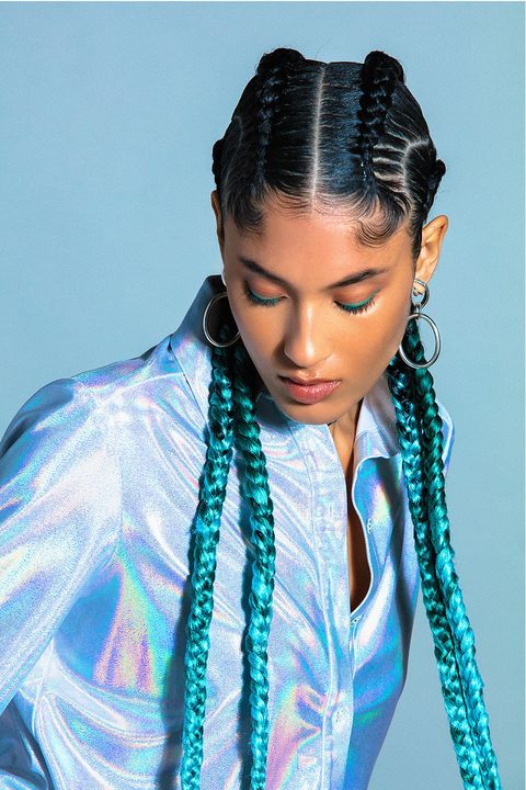 Featured image of post Blue Feed In Two Braids / Unlike the traditional method, the extensions aren&#039;t added all at once at the beginning of the braid, they&#039;re added little by little as you braid, which results in a plait that&#039;s thin at the top and thicker.