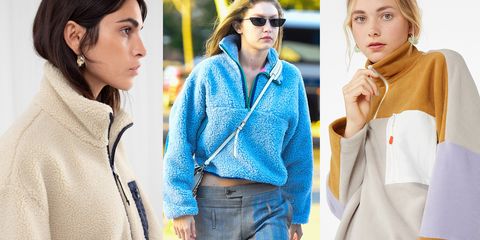 La tendenza moda autunno inverno 2019 si apre con una felpa speciale da indossare come giacca di inizio stagione, è la giacca di pile utility e oversize.