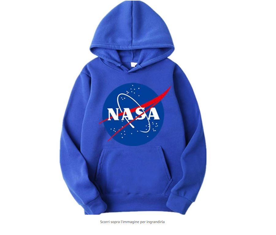 Silver Basic NASA Logo Rocket Blu Stampa Felpa con Cappuccio Originale Ragazza Sweater 