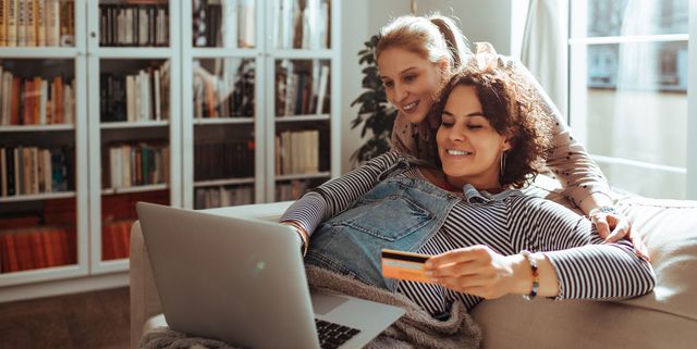 female couple online shopping