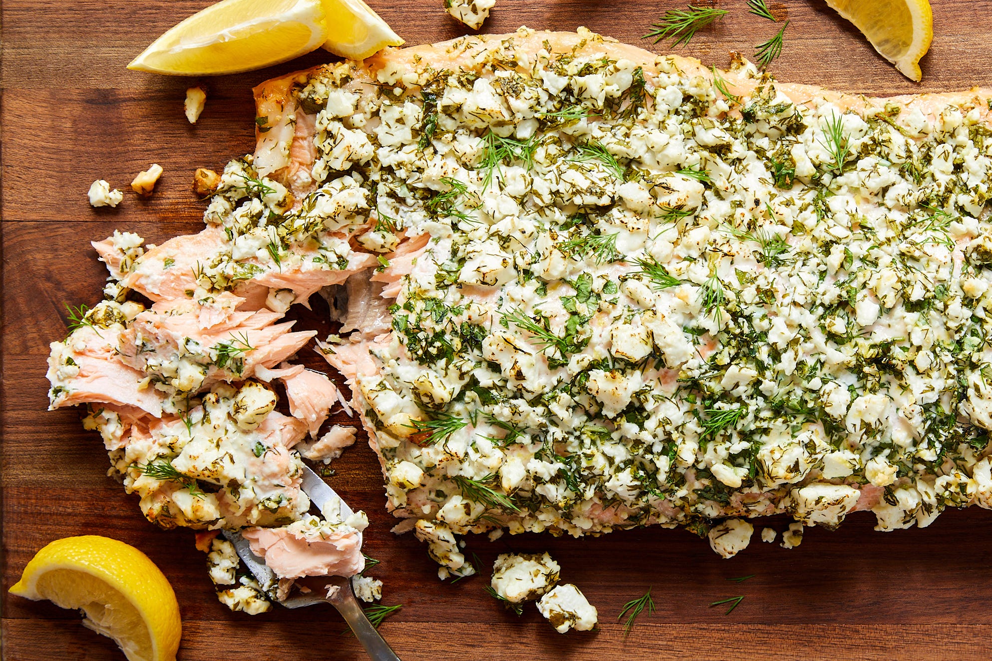 This Feta & Herb-Crusted Salmon Creates Flavorful Fish Without All The Effort