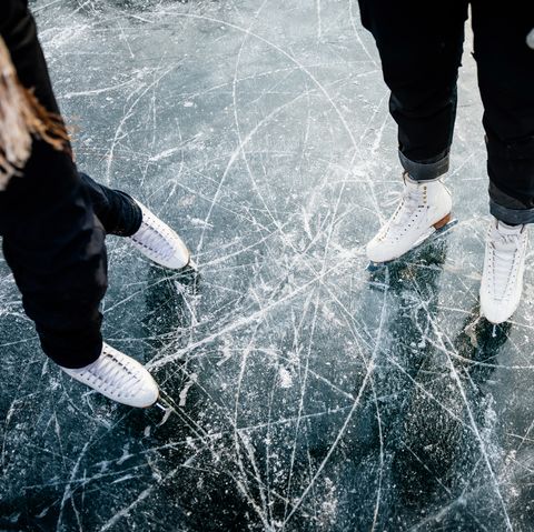Figure Skater's Ice Skates From Above