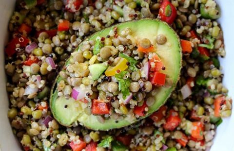 Mung Bean, Quinoa, & Lentil Salad Stuffed Avocado | Prevention