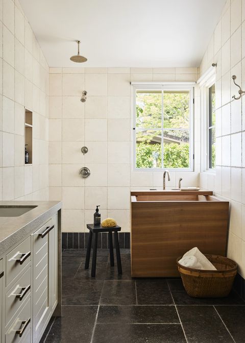 eastern influences in the owners bath with a japanese soaking tub