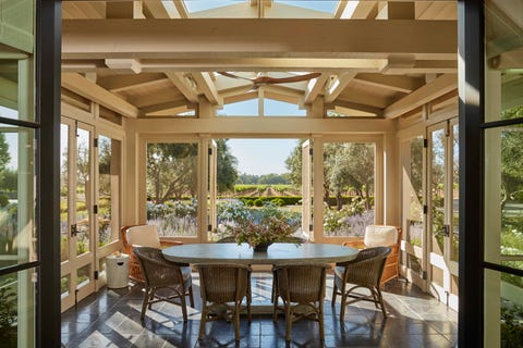 fink house tour breakfast porch a new screened breakfast porch painted grant beige by benjamin moore overlooks a grove of olive trees and the vineyards beyond