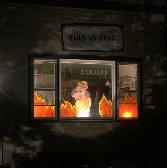 This House Recreated The Dog Sitting In A Burning Building Meme