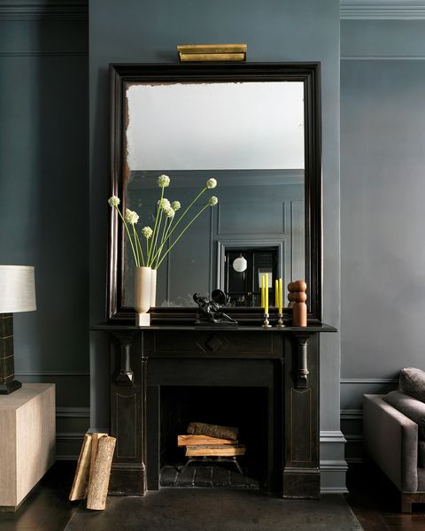 black mirror on fireplace