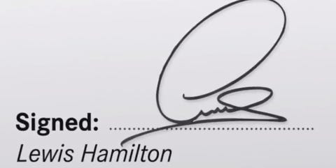 firma de lewis hamilton