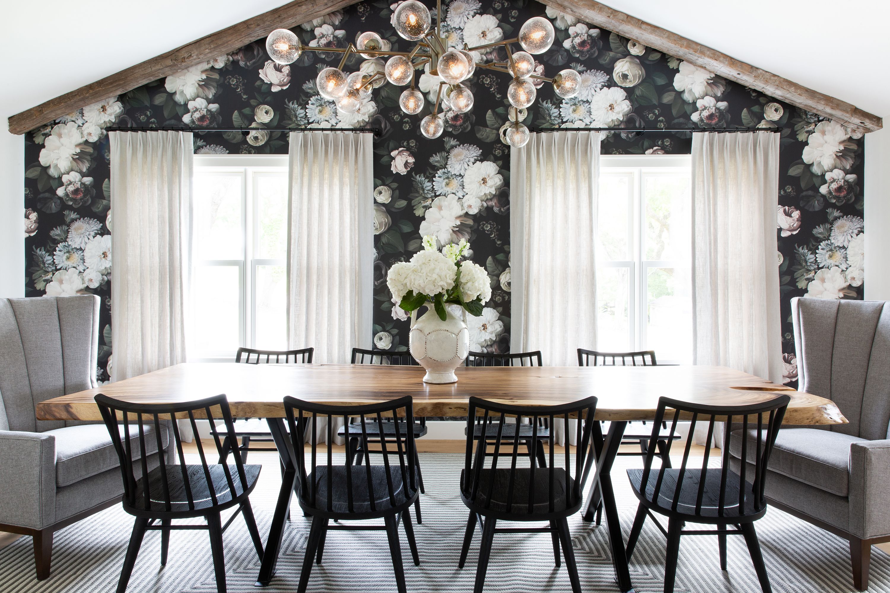 Dining Rooms With Fl Wallpaper, Accents Wallpaper Dining Room Ideas