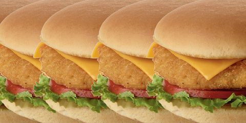 Dish, Food, Fast food, Cuisine, Hamburger, Original chicken sandwich, Junk food, Breakfast sandwich, Ingredient, Veggie burger, 