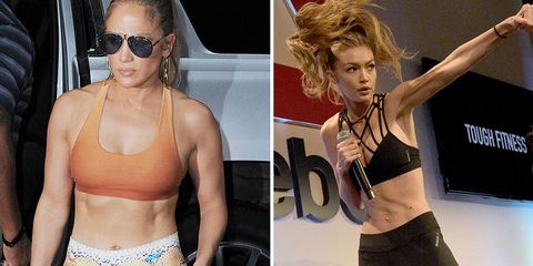 Jennifer Lopez and Gigi Hadid workout photos
