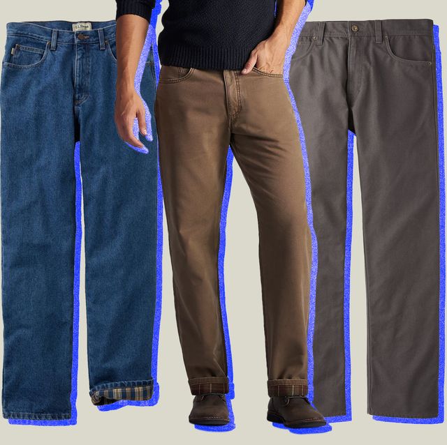 collage of three flannel lined pants