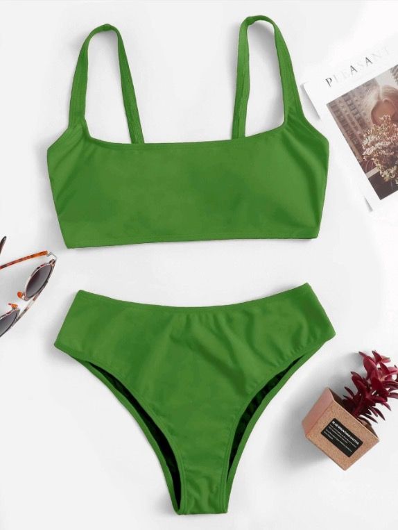 high waisted thin strap bikini