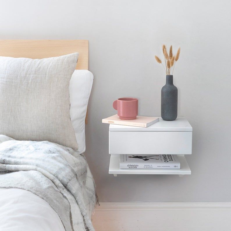 Floating Shelf Nightstand Ideas, Under Bedside Cabinet Plans