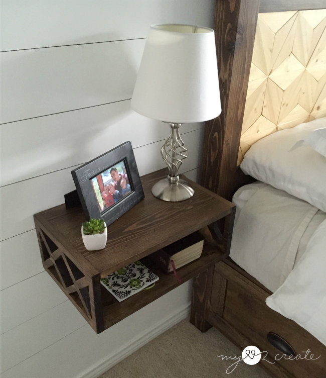 wall mounted bedside table with light