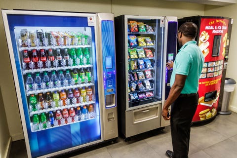 Florida, Miami, man at vending machines