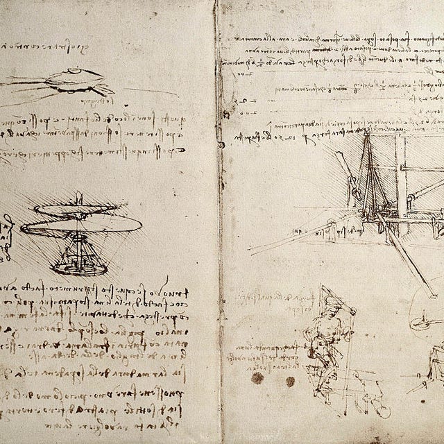 Drawing of flying machines by Leonardo da Vinci