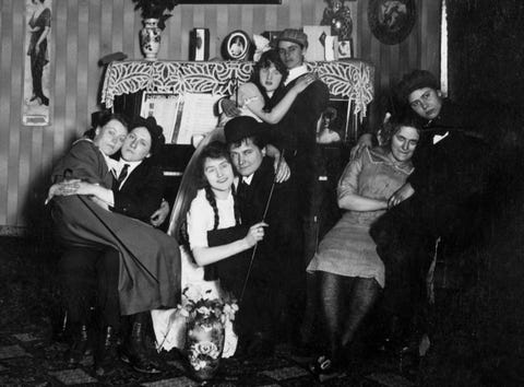 Four couples of women pose for a photo, ca. 1910 four couples of women pose for a photo ca 1910