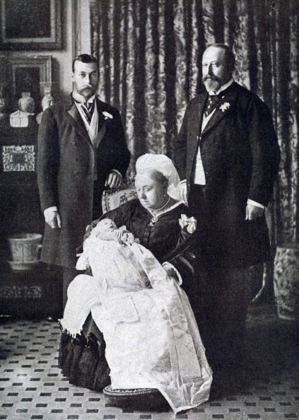 Four generations of British monarchs, 1894. Queen Victoria holding infant future Edward VIII, flanked by, right, her son the future Edward VII, and her grandson the future George V.