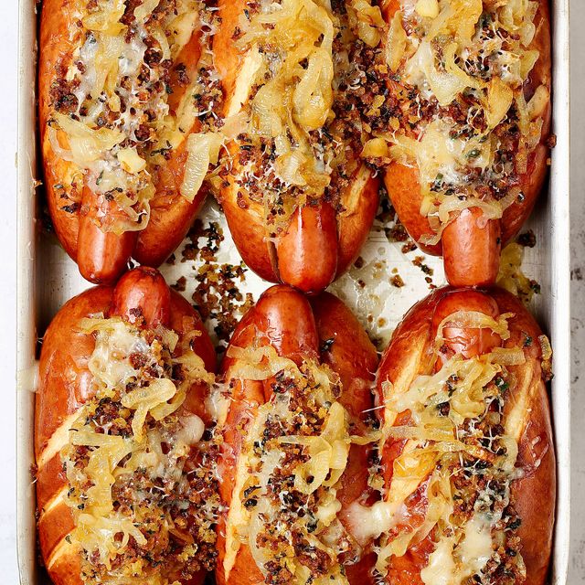 french onion hot dogs