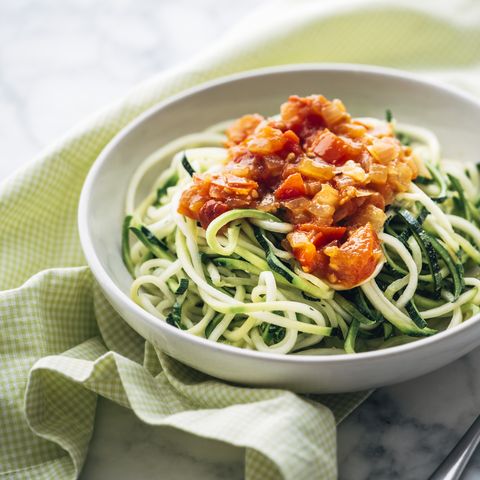 fresh zoodles with tomato sauce
