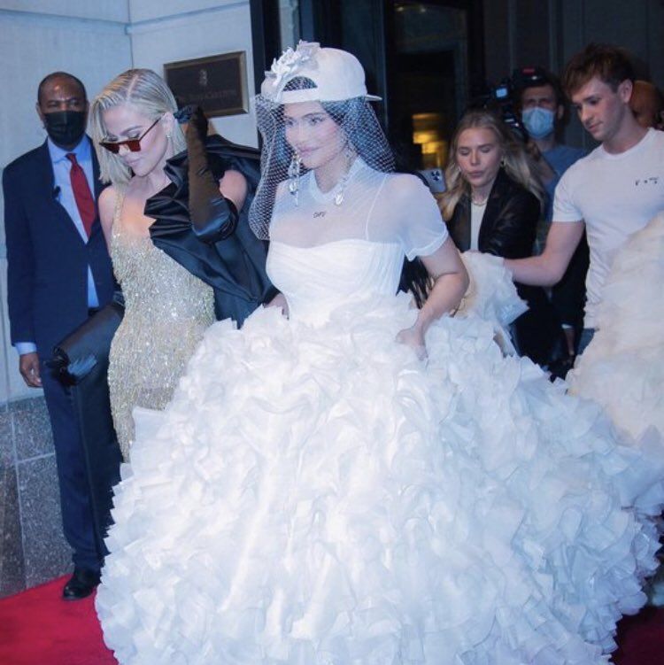Screaming at Kylie Jenner Showing Up to the Met Gala in a Wedding Dress and Trucker Hat