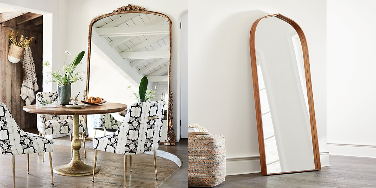 oversized wooden floor mirror