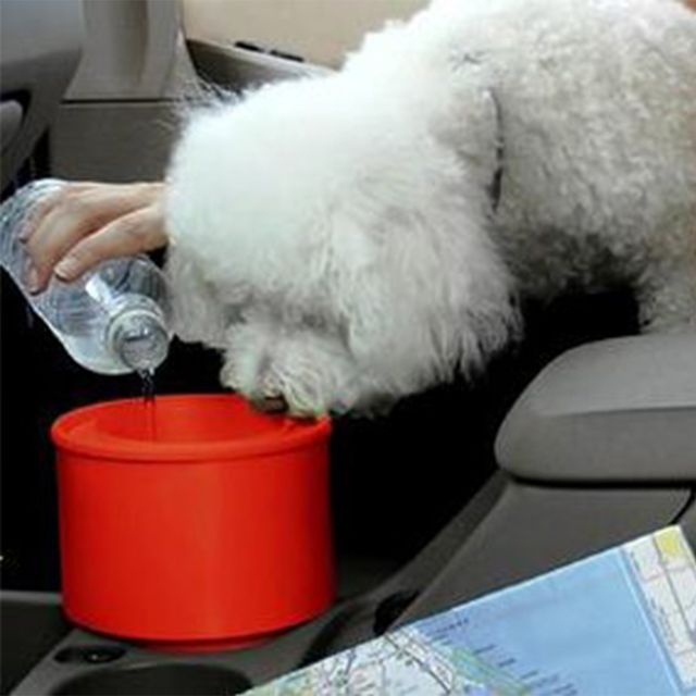 furry travelers inc to go cup holder pet dog bowl