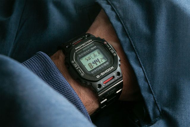 g shock titanium watch worn on wrist