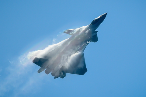 TOPSHOT-CHINA-AIRSHOW-ZHUHAI topshot a chinese j 20 stealth fighter performs at the airshow china 2018 in zhuhai in southern china's guangdong province on november 6, 2018 photo by wang zhao afp photo by wang zhaoafp via getty images