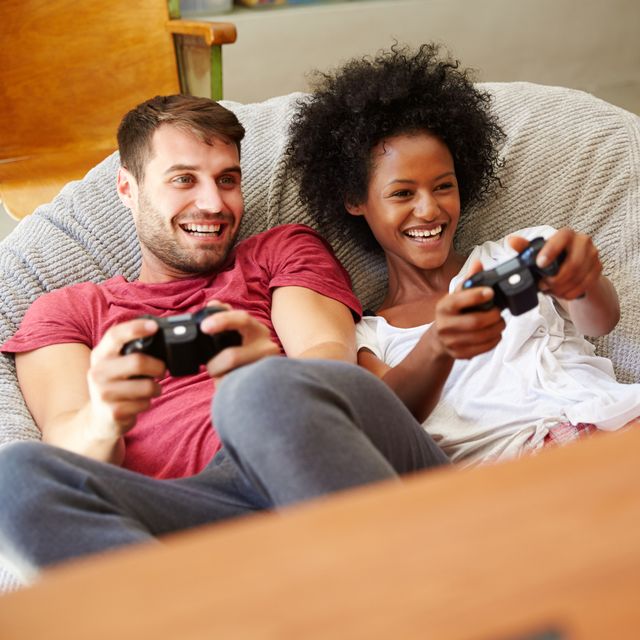 couple playing video games together