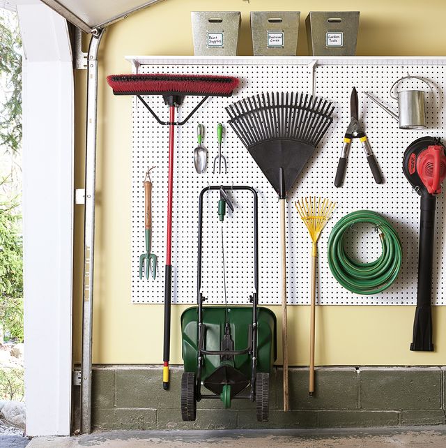 12 Garage Storage Ideas How To, How To Hang Garden Tools In A Metal Shed