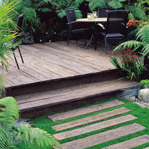 Decking composite Millboard, Vintage patiné dans le jardin, Garden House Design