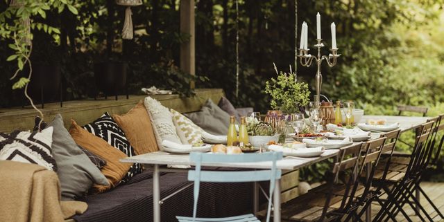 table set for garden party