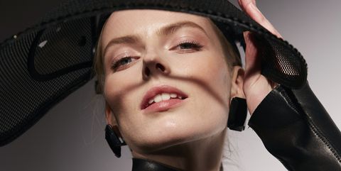 Beauty, Fashion, Lip, Glove, Headgear, Hand, Hat, Photography, Leather, Latex, 