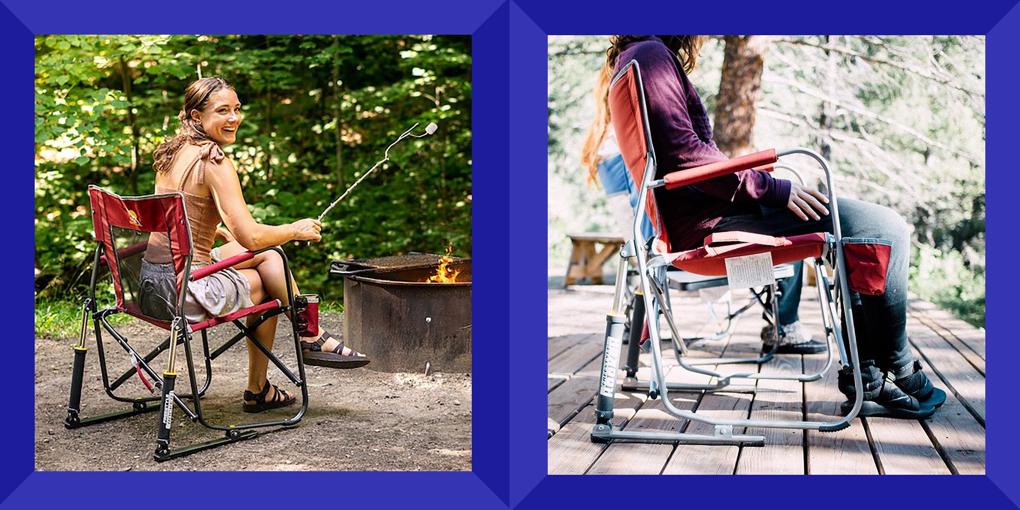 GCI Outdoor Freestyle Rocker Portable Folding Rocking Chair Indigo Blue for sale online 