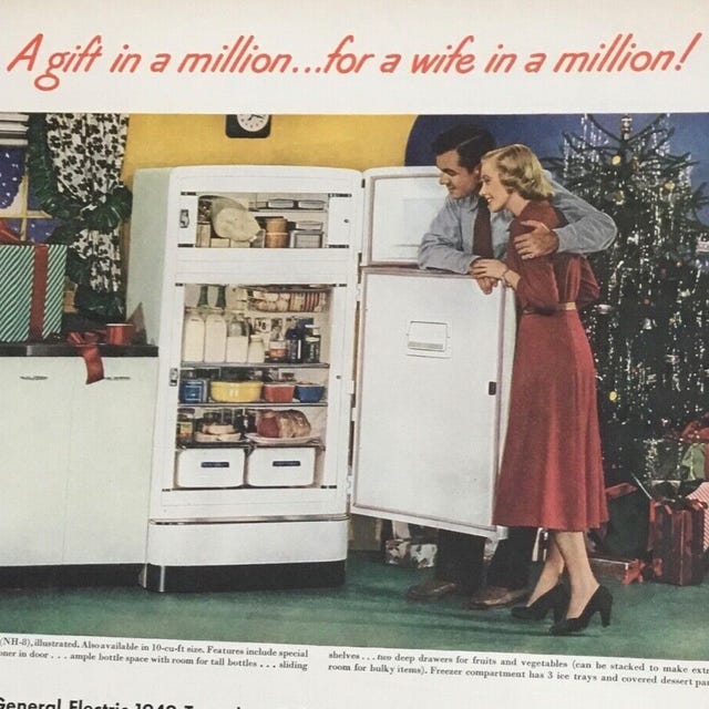 General Electric 1940s Refrigerator Advertisement general electric 1940s refrigerator advertisement