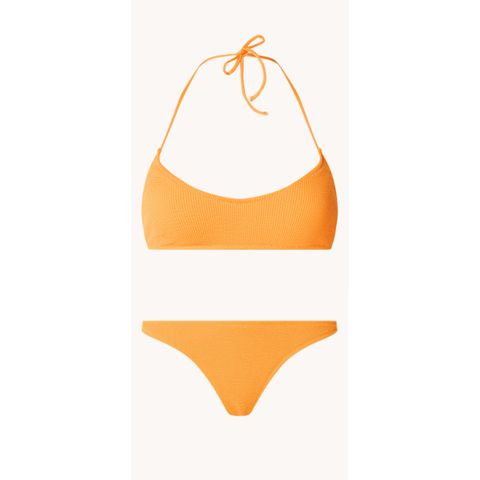 bikini met ribstof mango geel