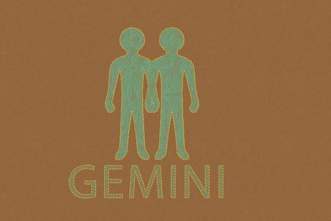 gemini horoscope sign in paper craft brown background