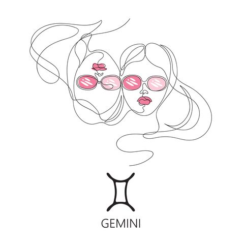 gemini zodiac constellation one line vector illustration in the style of minimalism