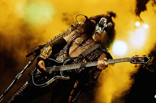 inglewood, ca   august 23  gene simmons bassist and singer for the rock band kiss performs at the great western forum in inglewood, california on august 23, 1996 photo by jim steinfeldtmichael ochs archivesgetty images