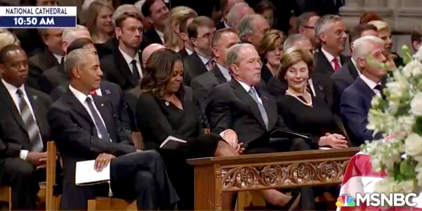 George W Bush Handed Michelle Obama A Mint At John Mccain S Funeral