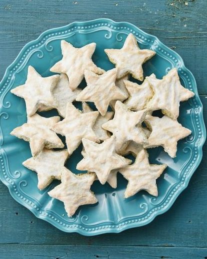 star cookies on blue plate