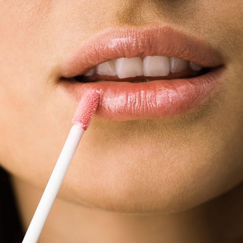 Lip gloss is flattering on aging lips. Lip gloss is flattering on aging lips.