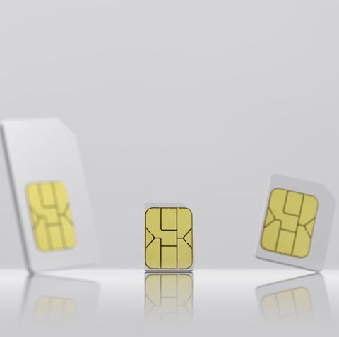 close up of sim cards against white background