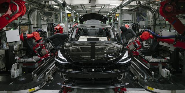 fremont, ca   july 26 robotics arms install the front seats to the tesla model 3 at the tesla factory in fremont, california, on thursday, july 26, 2018 photo by mason trinca for the washington post via getty images