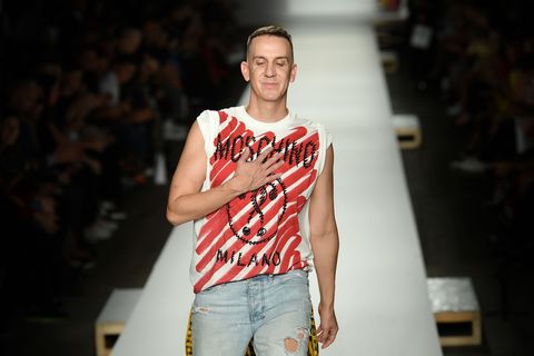 us fashion designer jeremy scott acknowledges applause following the presentation of the moschino fashion collection during the womens springsummer 2019 fashion shows in milan, on september 20, 2018 photo by marco bertorello afp photo credit should read marco bertorelloafp via getty images