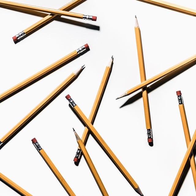Sharp pencils on white background