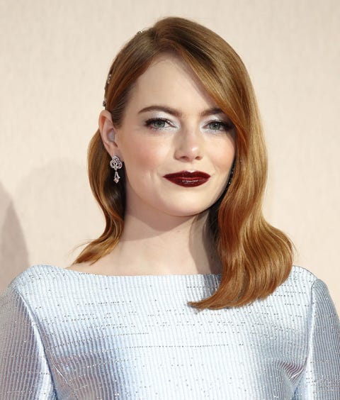 Emma Stone one-length hair cut