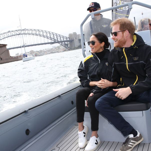 sydney, australia   october 21  prince harry, duke of sussex and meghan, duchess of sussex on sydney harbour looking out at sydney opera house and sydney harbour bridge during day two of the invictus games sydney 2018 at sydney olympic park on october 21, 2018 in sydney, australia  photo by chris jacksongetty images for the invictus games foundation